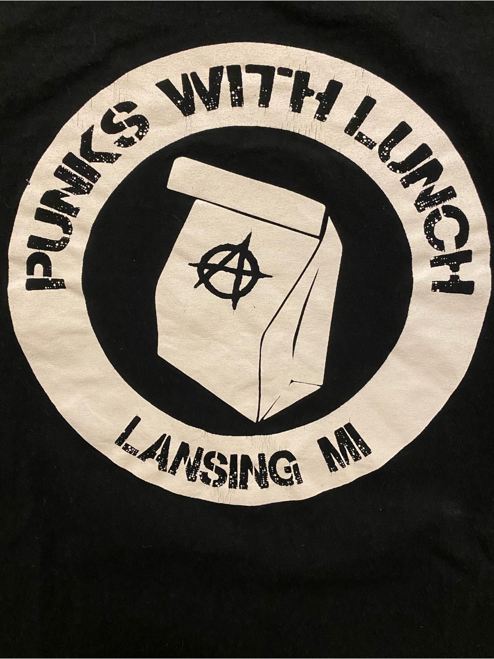 Punks With Lunch Lansing Mutual Aid Graphic T-Shirt Medium EUC